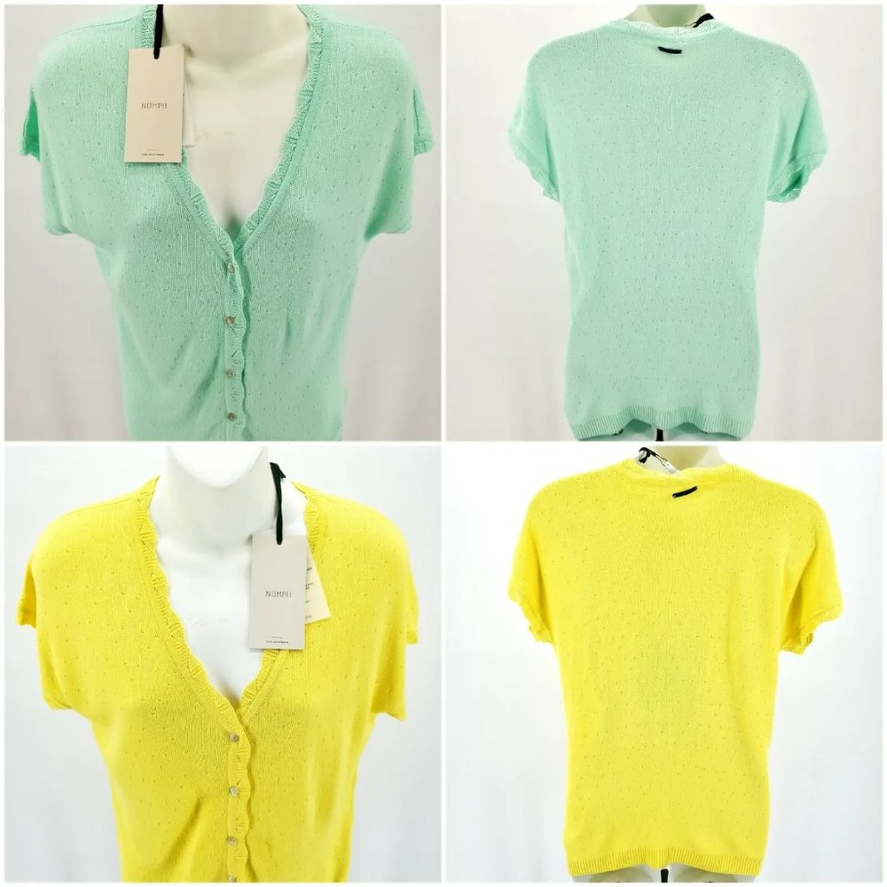 Bundle NWT Short Sleeve Top Blouse Cardigan Teal Green and Yellow S / M / L